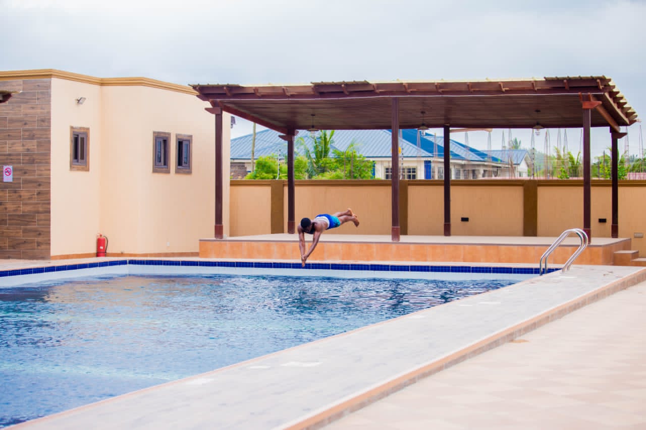 Jumping in refresing water